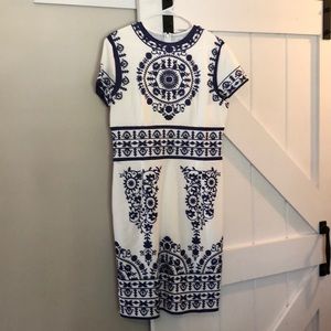 Blue White fitted Dress